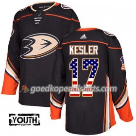 Anaheim Ducks Ryan Kesler 17 Adidas 2017-2018 Zwart USA Flag Fashion Authentic Shirt - Kinderen